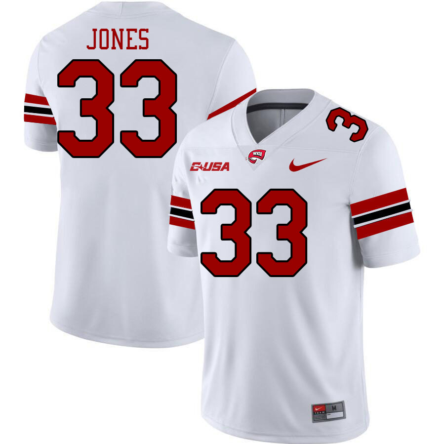 Western Kentucky Hilltoppers #33 Eli Jones College Football Jerseys Stitched Sale-White